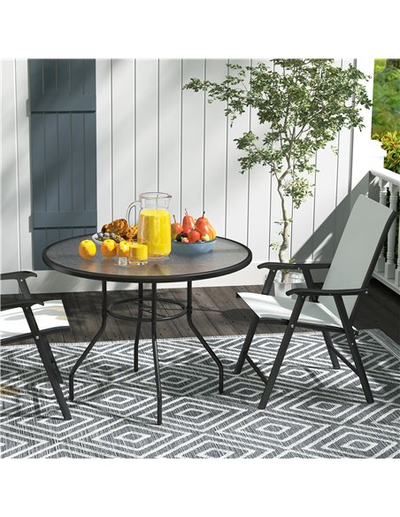 Outsunny Glass-Top Garden Table, with Parasol Hole - Black - pic 153419 | FastDaddyshop