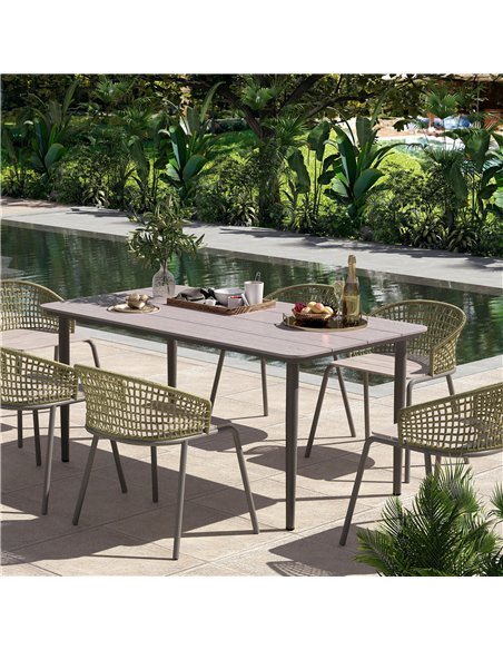 Outsunny Garden Table, Outdoor Dining Table for 6 People, 160 x 90 x 74 cm, with Rust Resistant Metal Frame, WPC Top, for Balcon - pic 153422 | FastDaddyshop