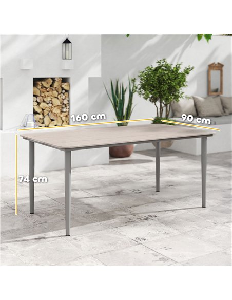 Outsunny Garden Table, Outdoor Dining Table for 6 People, 160 x 90 x 74 cm, with Rust Resistant Metal Frame, WPC Top, for Balcon - pic 153423 | FastDaddyshop