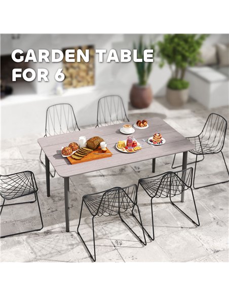 Outsunny Garden Table, Outdoor Dining Table for 6 People, 160 x 90 x 74 cm, with Rust Resistant Metal Frame, WPC Top, for Balcon - pic 153424 | FastDaddyshop