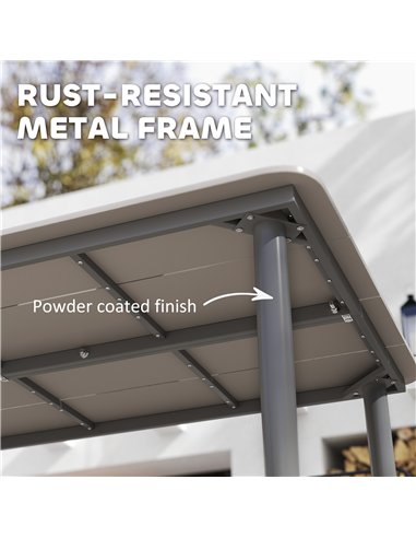 Outsunny Garden Table, Outdoor Dining Table for 6 People, 160 x 90 x 74 cm, with Rust Resistant Metal Frame, WPC Top, for Balcon