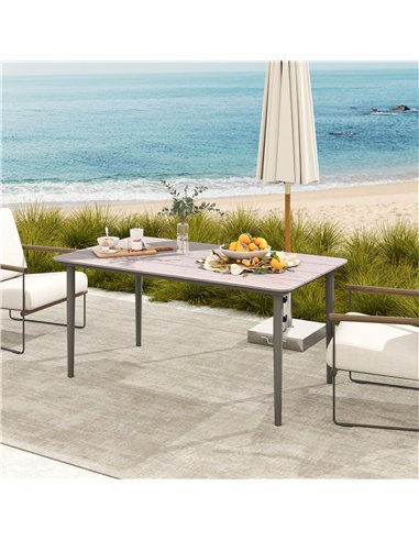 Outsunny Garden Table, Outdoor Dining Table for 6 People, 160 x 90 x 74 cm, with Rust Resistant Metal Frame, WPC Top, for Balcon