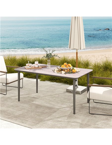 Outsunny Garden Table, Outdoor Dining Table for 6 People, 160 x 90 x 74 cm, with Rust Resistant Metal Frame, WPC Top, for Balcon - pic 153428 | FastDaddyshop