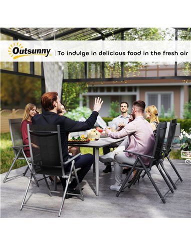 Outsunny Garden Table, Outdoor Dining Table for 6 People, 160 x 90 x 74 cm, with Rust Resistant Metal Frame, WPC Top, for Balcon