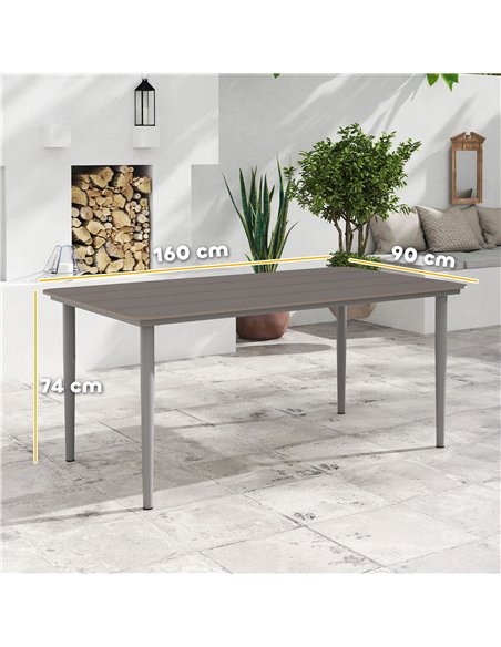 Outsunny Garden Table, Outdoor Dining Table for 6 People, 160 x 90 x 74 cm, with Rust Resistant Metal Frame, WPC Top, for Balcon - pic 153432 | FastDaddyshop