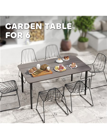 Outsunny Garden Table, Outdoor Dining Table for 6 People, 160 x 90 x 74 cm, with Rust Resistant Metal Frame, WPC Top, for Balcon - pic 153433 | FastDaddyshop
