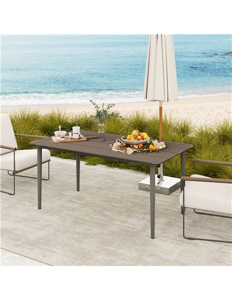 Outsunny Garden Table, Outdoor Dining Table for 6 People, 160 x 90 x 74 cm, with Rust Resistant Metal Frame, WPC Top, for Balcon - pic 153437 | FastDaddyshop