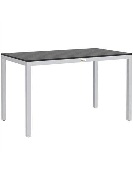 Outsunny Garden Table for 4-6, 120 x 70 cm Outdoor Dining Table with Rust-Resistant Aluminium Frame, Easy Maintenance Slatted To - pic 153439 | FastDaddyshop