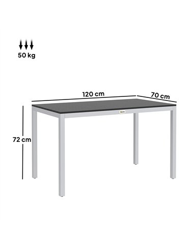 Outsunny Garden Table for 4-6, 120 x 70 cm Outdoor Dining Table with Rust-Resistant Aluminium Frame, Easy Maintenance Slatted To