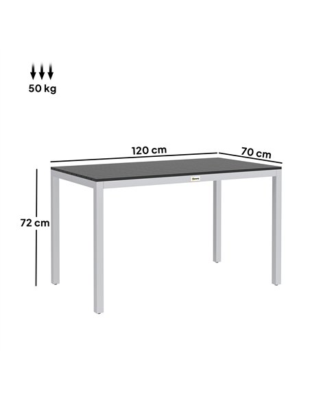Outsunny Garden Table for 4-6, 120 x 70 cm Outdoor Dining Table with Rust-Resistant Aluminium Frame, Easy Maintenance Slatted To - pic 153441 | FastDaddyshop