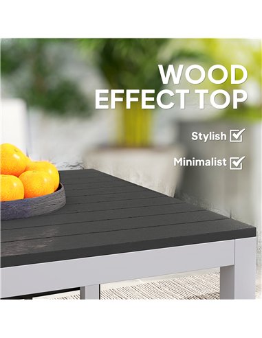 Outsunny Garden Table for 4-6, 120 x 70 cm Outdoor Dining Table with Rust-Resistant Aluminium Frame, Easy Maintenance Slatted To