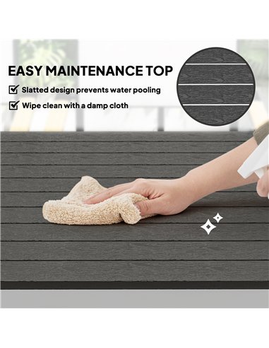 Outsunny Garden Table for 4-6, 120 x 70 cm Outdoor Dining Table with Rust-Resistant Aluminium Frame, Easy Maintenance Slatted To