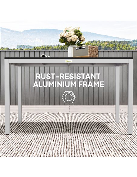 Outsunny Garden Table for 4-6, 120 x 70 cm Outdoor Dining Table with Rust-Resistant Aluminium Frame, Easy Maintenance Slatted To - pic 153445 | FastDaddyshop