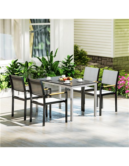 Outsunny Garden Table for 4-6, 120 x 70 cm Outdoor Dining Table with Rust-Resistant Aluminium Frame, Easy Maintenance Slatted To - pic 153446 | FastDaddyshop