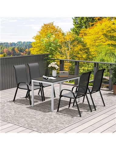Outsunny Garden Table for 4-6, 120 x 70 cm Outdoor Dining Table with Rust-Resistant Aluminium Frame, Easy Maintenance Slatted To