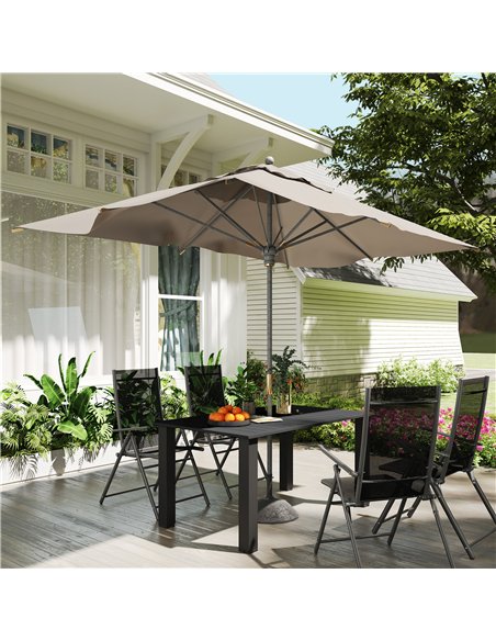 Outsunny Garden Table with Parasol Hole for 6 Person, Rectangle Outdoor Dining Table with Slatted Metal Tabletop, Steel Frame fo - pic 153464 | FastDaddyshop