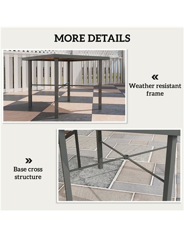 Outsunny Garden Table, 90cm Square Outdoor Patio Dining Table with 4.2 cm Umbrella Hole, Metal Frame, Wood Effect Top, for Terra