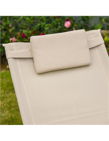 Outsunny Outdoor Garden Rocking Chair, Patio Sun Lounger Rocker Chair with Breathable Mesh Fabric, Removable Headrest Pillow, Ar
