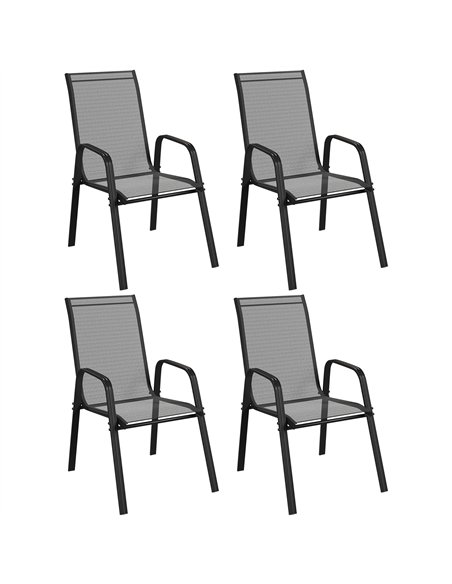 Outsunny Set of Four Stackable Mesh Seat Chairs - Black - pic 153502 | FastDaddyshop