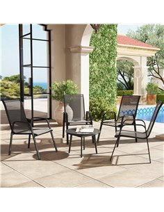 Outsunny Set of Four Stackable Mesh Seat Chairs - Black 2