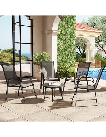 Outsunny Set of Four Stackable Mesh Seat Chairs - Black - pic 153503 | FastDaddyshop