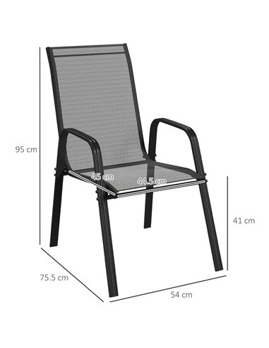 Outsunny Set of Four Stackable Mesh Seat Chairs - Black