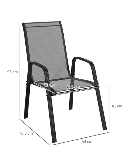 Outsunny Set of Four Stackable Mesh Seat Chairs - Black - pic 153504 | FastDaddyshop