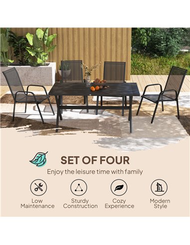 Outsunny Set of Four Stackable Mesh Seat Chairs - Black