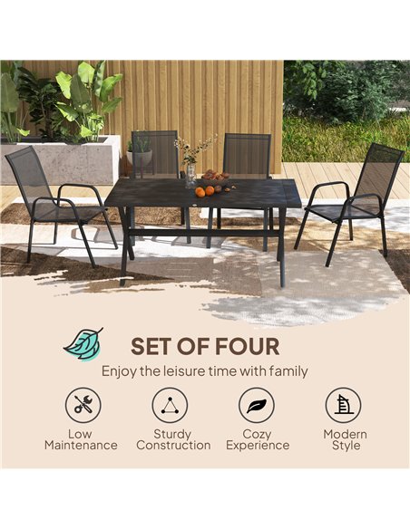Outsunny Set of Four Stackable Mesh Seat Chairs - Black - pic 153505 | FastDaddyshop