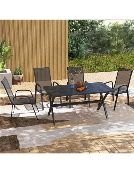 Outsunny Set of Four Stackable Mesh Seat Chairs - Black - pic 153508 | FastDaddyshop
