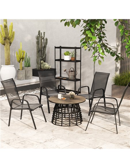Outsunny Set of Four Stackable Mesh Seat Chairs - Black - pic 153509 | FastDaddyshop