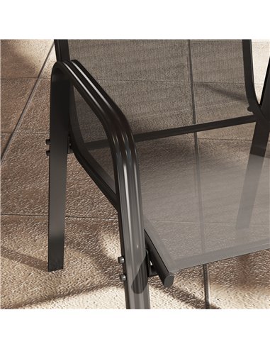 Outsunny Set of Four Stackable Mesh Seat Chairs - Black