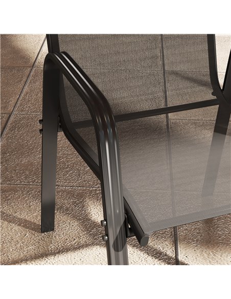 Outsunny Set of Four Stackable Mesh Seat Chairs - Black - pic 153510 | FastDaddyshop