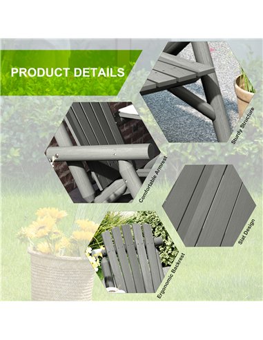 Outsunny Wood Patio Chair Bench 2 Seats w/ Centre Coffee Table, Garden Bench, Grey