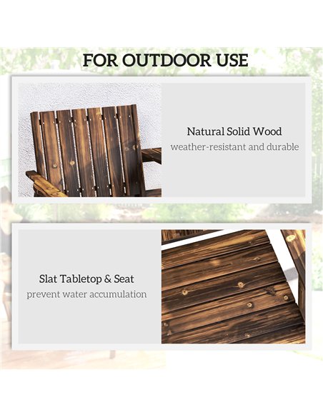 Outsunny 2-Seater Garden Bench with Table & Parasol Hole, Antique Loveseat for Porch, Patio, Carbonised Finish - pic 153526 | FastDaddyshop