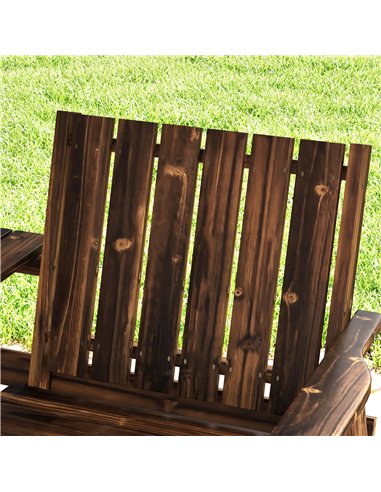 Outsunny 2-Seater Garden Bench with Table & Parasol Hole, Antique Loveseat for Porch, Patio, Carbonised Finish