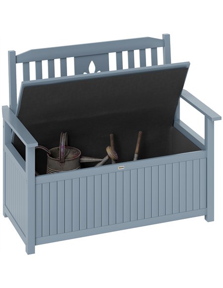 Outsunny Two-Seater Wooden Storage Bench - Grey - pic 153556 | FastDaddyshop