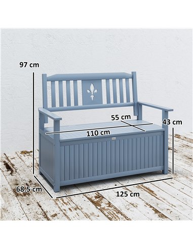 Outsunny Two-Seater Wooden Storage Bench - Grey