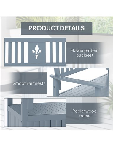 Outsunny Two-Seater Wooden Storage Bench - Grey