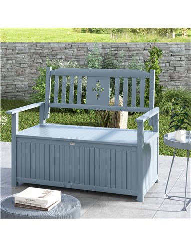 Outsunny Two-Seater Wooden Storage Bench - Grey