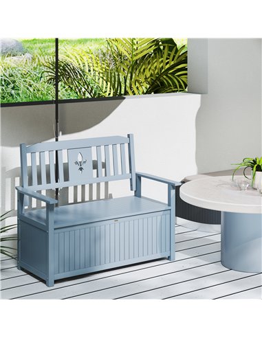 Outsunny Two-Seater Wooden Storage Bench - Grey