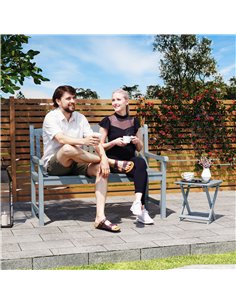 Outsunny 2-Seater Wooden Garden Bench Outdoor Patio Loveseat for Porch, Grey 2