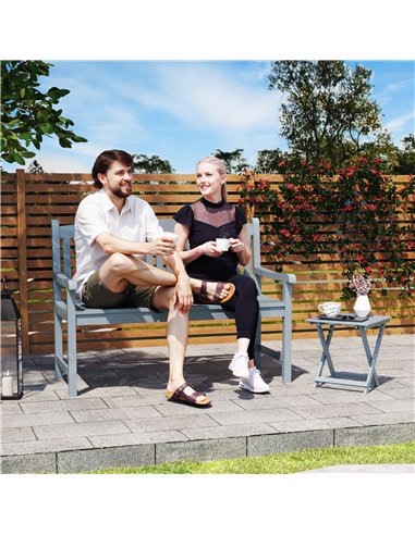 Outsunny 2-Seater Wooden Garden Bench Outdoor Patio Loveseat for Porch, Grey