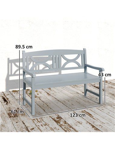 Outsunny 2-Seater Wooden Garden Bench Outdoor Patio Loveseat for Porch, Grey