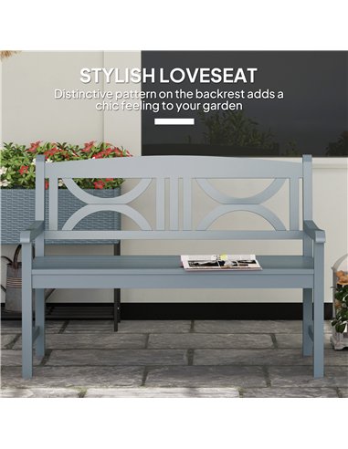 Outsunny 2-Seater Wooden Garden Bench Outdoor Patio Loveseat for Porch, Grey