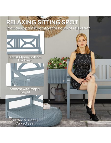 Outsunny 2-Seater Wooden Garden Bench Outdoor Patio Loveseat for Porch, Grey - pic 153569 | FastDaddyshop
