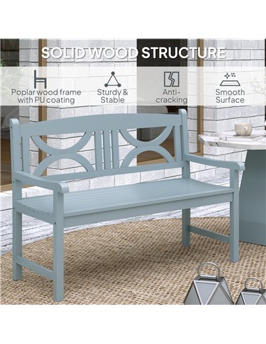 Outsunny 2-Seater Wooden Garden Bench Outdoor Patio Loveseat for Porch, Grey