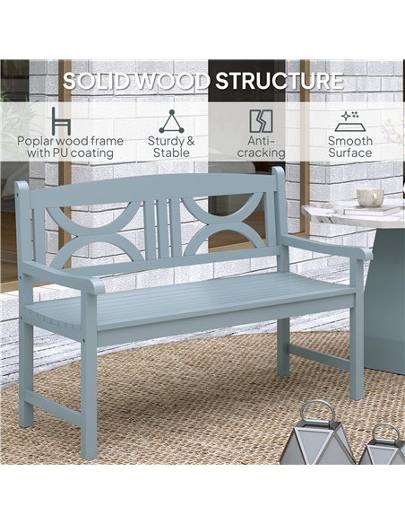 Outsunny 2-Seater Wooden Garden Bench Outdoor Patio Loveseat for Porch, Grey - pic 153570 | FastDaddyshop
