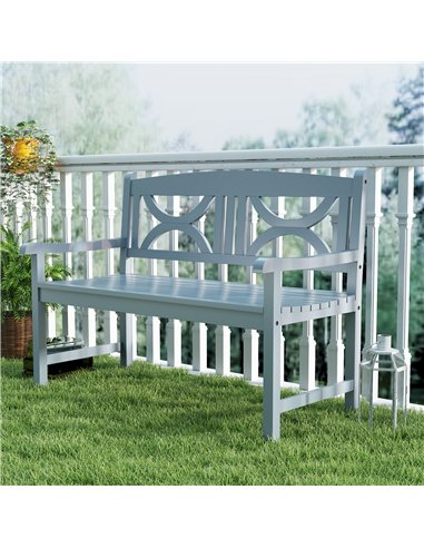 Outsunny 2-Seater Wooden Garden Bench Outdoor Patio Loveseat for Porch, Grey