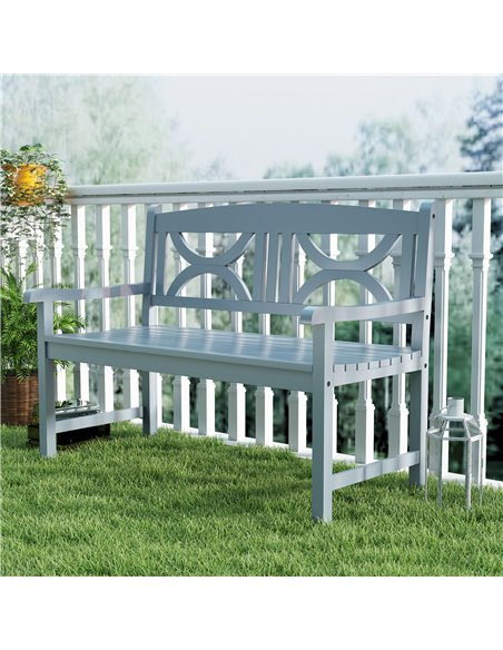 Outsunny 2-Seater Wooden Garden Bench Outdoor Patio Loveseat for Porch, Grey - pic 153571 | FastDaddyshop